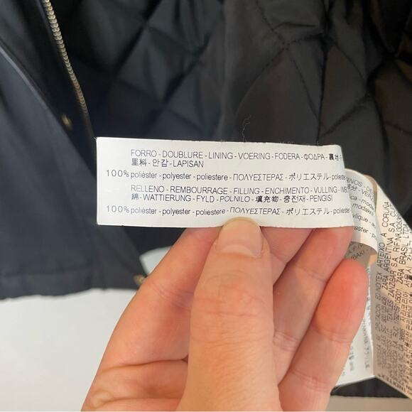 ZARA Stylish Black Parka with Faux Fur Removable Hood Size XL - Picture 9 of 12